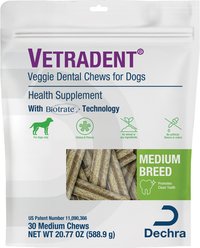 VETRADENT Veggie Medium Adult Dog Dental Chew Treats, 30 count