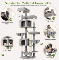 Globlazer 82-in Tower Plush Condo Cat Tree, Light Gray slide 2 of 8