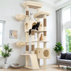 Globlazer Scratching Post & Board 77-in Tall Plush Condo Cat Tree, Beige