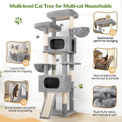 Globlazer Big Modern Tower 77-in Plush Condo Cat Tree, Light Gray slide 2 of 7