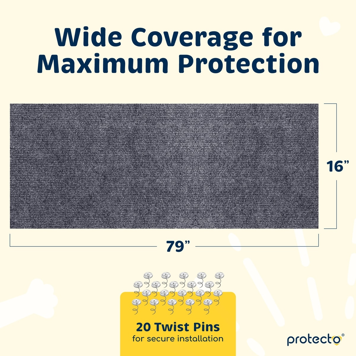 PROTECTO Cat Scratch Furniture Protector for Couch, Wall & Door, Grey ...