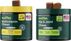 Wuffes Hip & Joint Chews for Large Breed + 23-in-1 Multivitamin Pork Liver Flavored Soft Chew Supplement Bundle for Dogs, 30 count