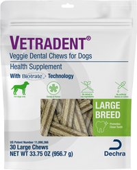 VETRADENT Veggie Large Adult Dog Dental Chew Treats, 30 count