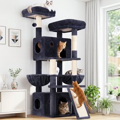 Globlazer Scratcher 64-in Plush Condo Cat Tree, Dark Gray