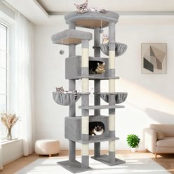 Globlazer Maine Coon 84-in Plush Condo Cat Tree, Light Gray