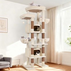 Globlazer Maine Coon 84-in Plush Condo Cat Tree, Beige