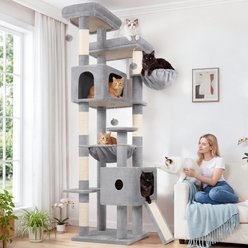 Globlazer 80-in Tall Plush Condo Cat Tree, Light Gray