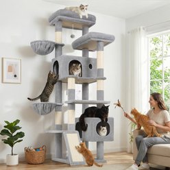 Globlazer Scratching Post & Board 77-in Tall Plush Condo Cat Tree, Light Gray