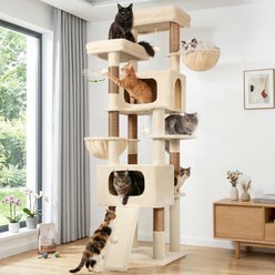 Globlazer Big Modern Tower 77-in Plush Condo Cat Tree, Beige