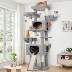 Globlazer Big Modern Tower 77-in Plush Condo Cat Tree, Light Gray
