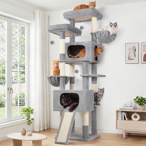 Globlazer Big Modern Tower 77-in Plush Condo Cat Tree, Light Gray