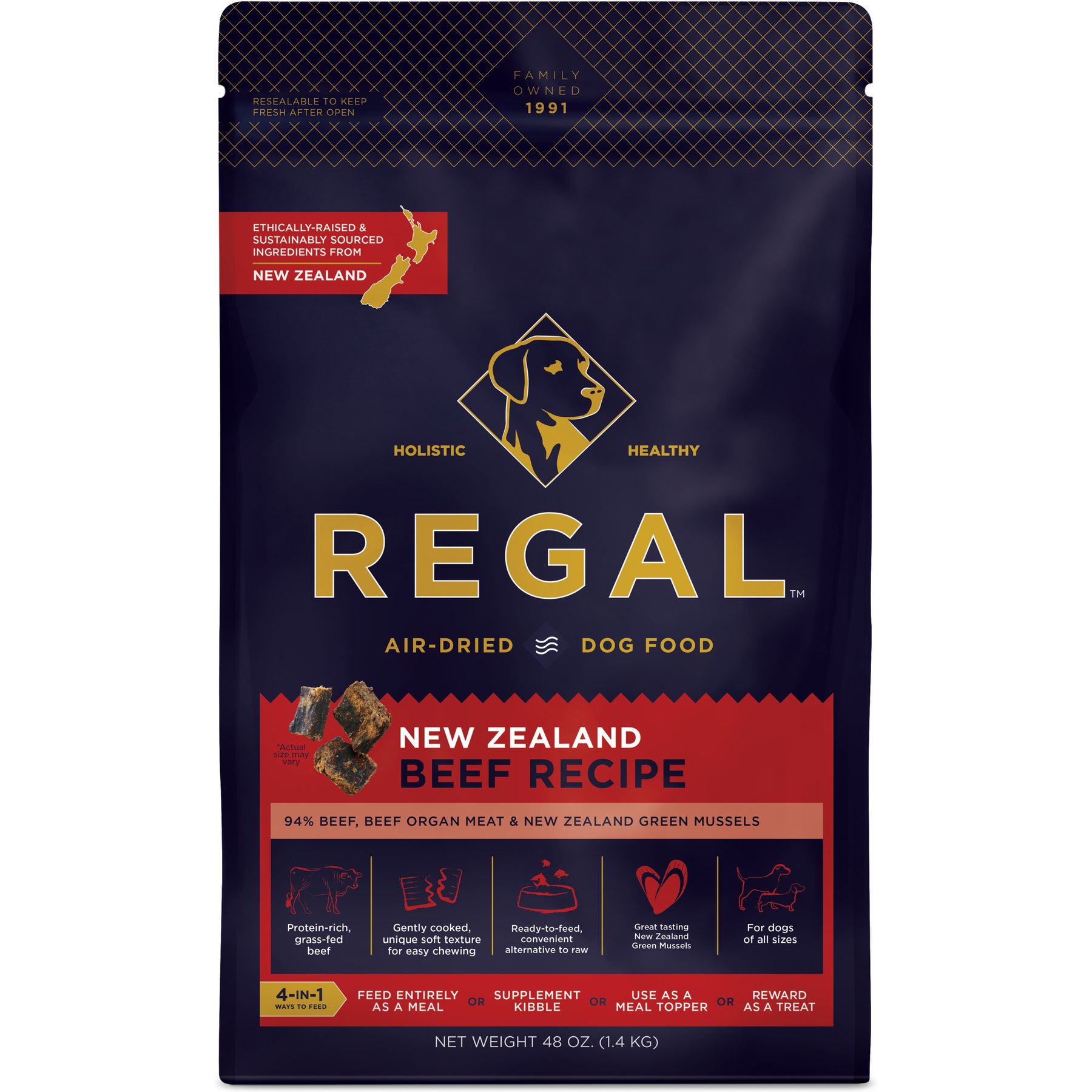 Regal Pet Foods Air-Dried Limited Ingredient Diet Beef Flavored Dehydrated Dog Food & Topper, 48-oz bag