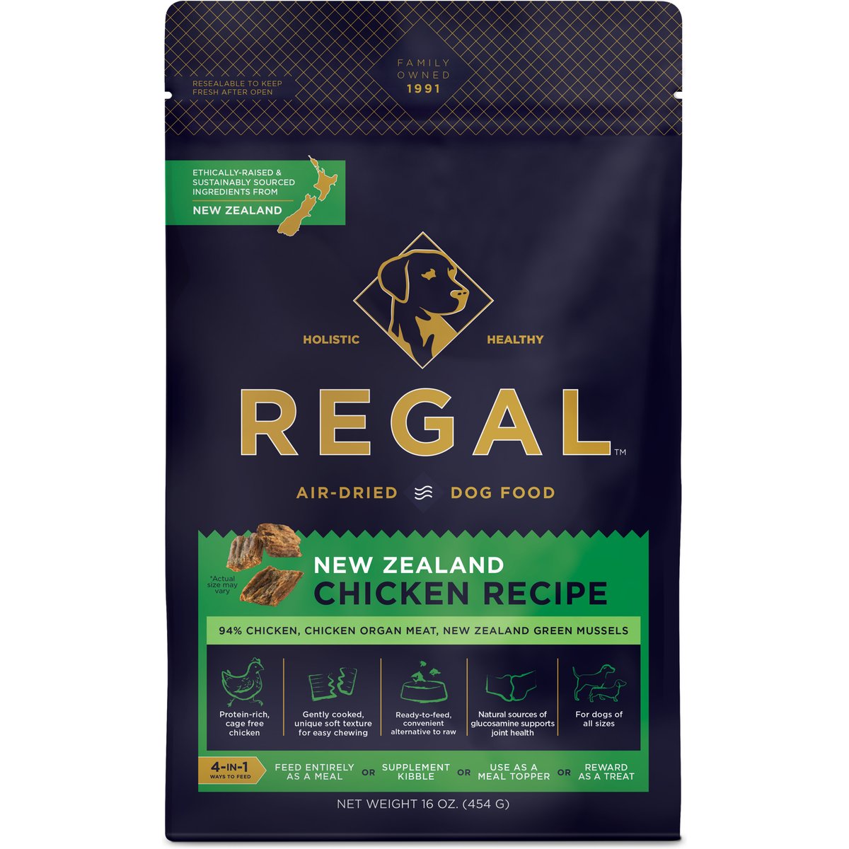 Regal Pet Foods Air-Dried Limited Ingredient Diet Chicken Flavored Dehydrated Dog Food & Topper, 16-oz bag