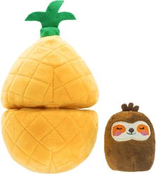 HugSmart Pineapple Sloth Puzzle Squeaky Hide & Seek Plush Dog Toy, Small/Medium
