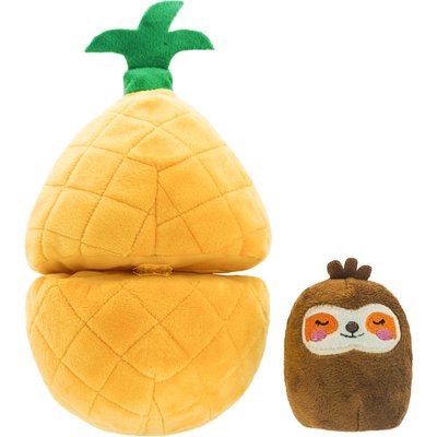 HugSmart HugSmart Pineapple Sloth Puzzle Squeaky Hide & Seek Plush Dog Toy, Small/Medium
