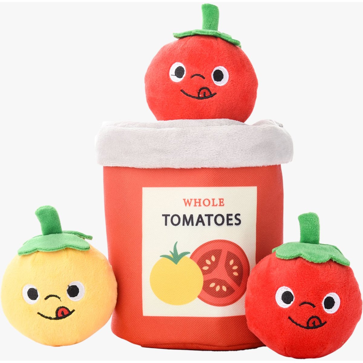 HugSmart Tomato Can Puzzle Crinkle Squeaky Hide & Seek Plush Dog Toy, Small/Medium