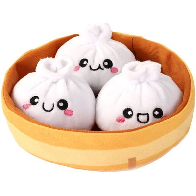 HugSmart HugSmart Soup Dumplings Puzzle Crinkle Squeaky Hide & Seek Plush Dog Toy, Small/Medium