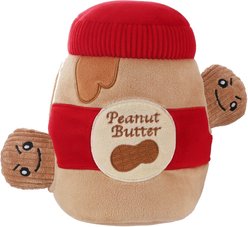 HugSmart Peanut Butter Jar Puzzle Squeaky Hide & Seek Plush Dog Toy, Small/Medium