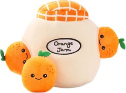HugSmart Orange Jam Puzzle Squeaky Hide & Seek Plush Dog Toy, Small/Medium