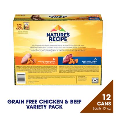 Show full view: Nature's Recipe Grain-Free Chicken & Beef Recipes Variety Pack Wet Dog Food, 13-oz, 12 count slide 3 of 11