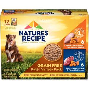 Nature's Recipe Grain-Free Chicken & Beef Recipes Variety Pack Wet Dog Food, 13-oz, 12 count
