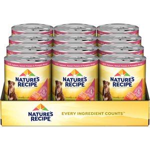 Nature's Recipe Grain-Free Salmon, Sweet Potato & Pumpkin Recipe Wet Dog Food, 13-oz can, 12 count