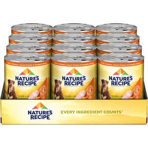 Nature's Recipe Grain-Free Chicken, Sweet Potato & Pumpkin Recipe Wet Dog Food, 13-oz can, 12 count
