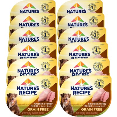 Nature's Recipe Nature's Recipe Grain-Free Chicken & Turkey Recipe in Savory Broth Wet Dog Food, 2.75-oz tray, case of 12