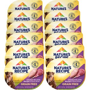 Nature's Recipe Grain-Free Chicken & Lamb Recipe in Savory Broth Wet Dog Food, 2.75-oz tray, case of 12