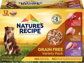 Nature's Recipe Grain-Free Chicken & Beef Recipe, Chicken & Turkey Recipe & Chicken & Lamb Recipe in Savory Bro...