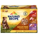Nature's Recipe Grain-Free Chicken & Beef Recipe, Chicken & Turkey Recipe & Chicken & Lamb Recipe in Savory Broth Variety Pack Wet Dog Food, 2.75-oz, case of 12