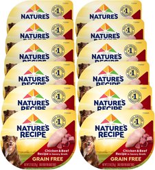 Nature's Recipe Grain-Free Chicken & Beef Recipe in Savory Broth Wet Dog Food, 2.75-oz tray, case of 12