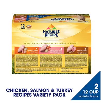 Show full view: Nature's Recipe Chicken, Salmon & Turkey Recipes Variety Pack Wet Dog Food, 2.75-oz can, 24 count slide 3 of 12
