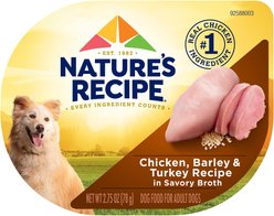Nature's Recipe Chicken, Barley & Turkey Recipe in Savory Broth Wet Dog Food, 2.75-oz,12 count
