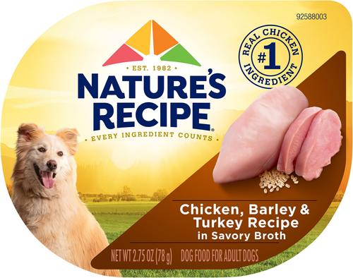 Nature's Recipe Chicken, Barley & Turkey Recipe in Savory Broth Wet Dog Food, 2.75-oz,12 count