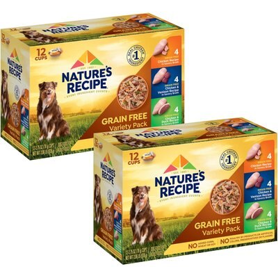 Nature's Recipe Nature's Recipe Grain-Free Chicken Recipe, Chicken & Venison Recipe & Chicken & Duck Recipe in Savory Broth Variety Pack Wet Dog Food, 2.75-oz, case of 24