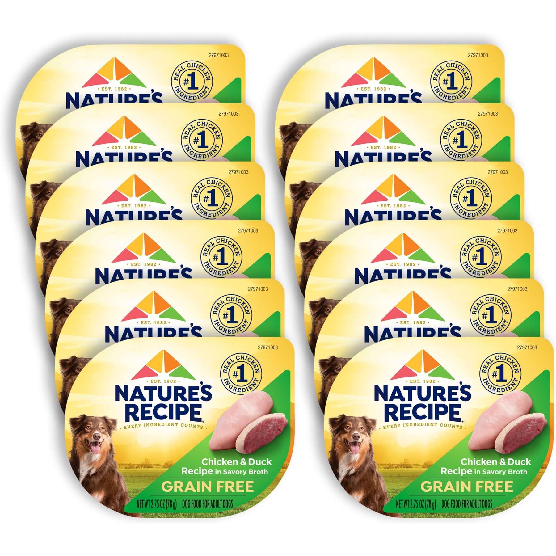 Nature's Recipe Grain-Free Chicken & Duck Recipe in Savory Broth Wet Dog Food, 2.75-oz tray, bundle of 24