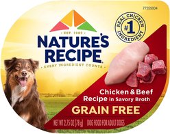 Nature's Recipe Grain-Free Chicken & Beef Recipe in Savory Broth Wet Dog Food, 2.75-oz tray, bundle of 24