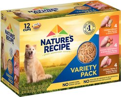 Nature's Recipe Chicken, Salmon & Turkey Recipes Variety Pack Wet Dog Food, 2.75-oz tray, bundle of 48