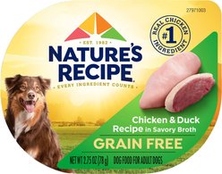 Nature's Recipe Grain-Free Chicken & Duck Recipe in Savory Broth Wet Dog Food, 2.75-oz tray, bundle of 24