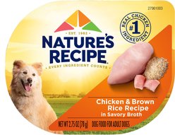 Nature's Recipe Chicken & Brown Rice Recipe in Savory Broth Wet Dog Food, 2.75-oz tray, bundle of 24