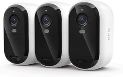 Arlo Essential Outdoor Security 2K App-Compatible Battery-Powered 3rd Gen Pet Camera, White, 3 count