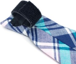 The Worthy Dog Madras Plaid Dog Neck Tie, Navy, Pink, Turquoise, Large slide 2 of 2
