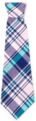The Worthy Dog Madras Plaid Dog Neck Tie, Navy, Pink, Turquoise, Large