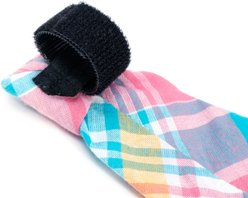 The Worthy Dog Madras Plaid Dog Neck Tie, Turquoise, Pink, Multicolored, Large slide 2 of 2