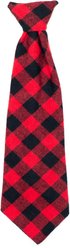 The Worthy Dog Buffalo Plaid Dog Neck Tie, Red, Black, Large