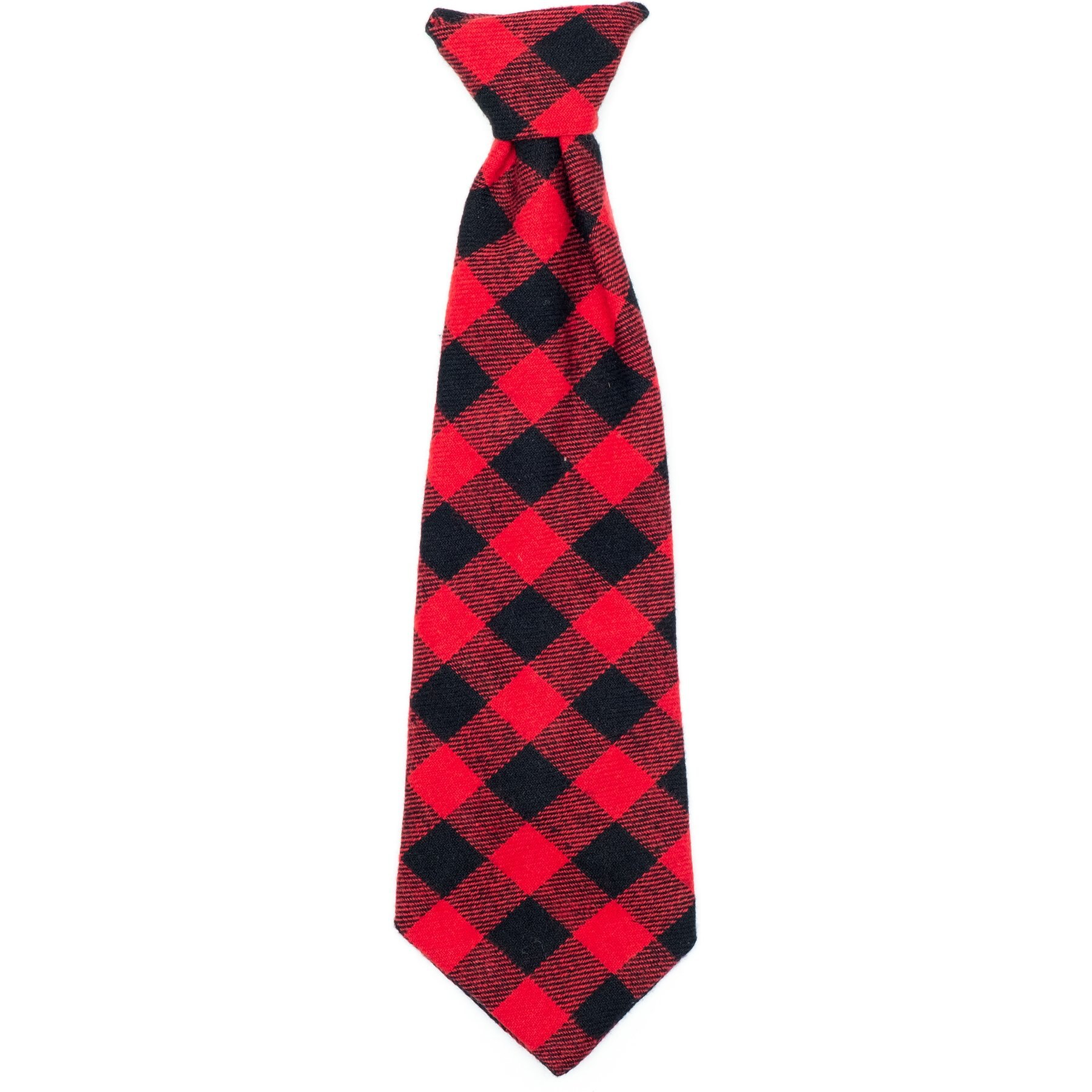 The Worthy Dog Buffalo Plaid Dog Neck Tie, Red, Black, Large