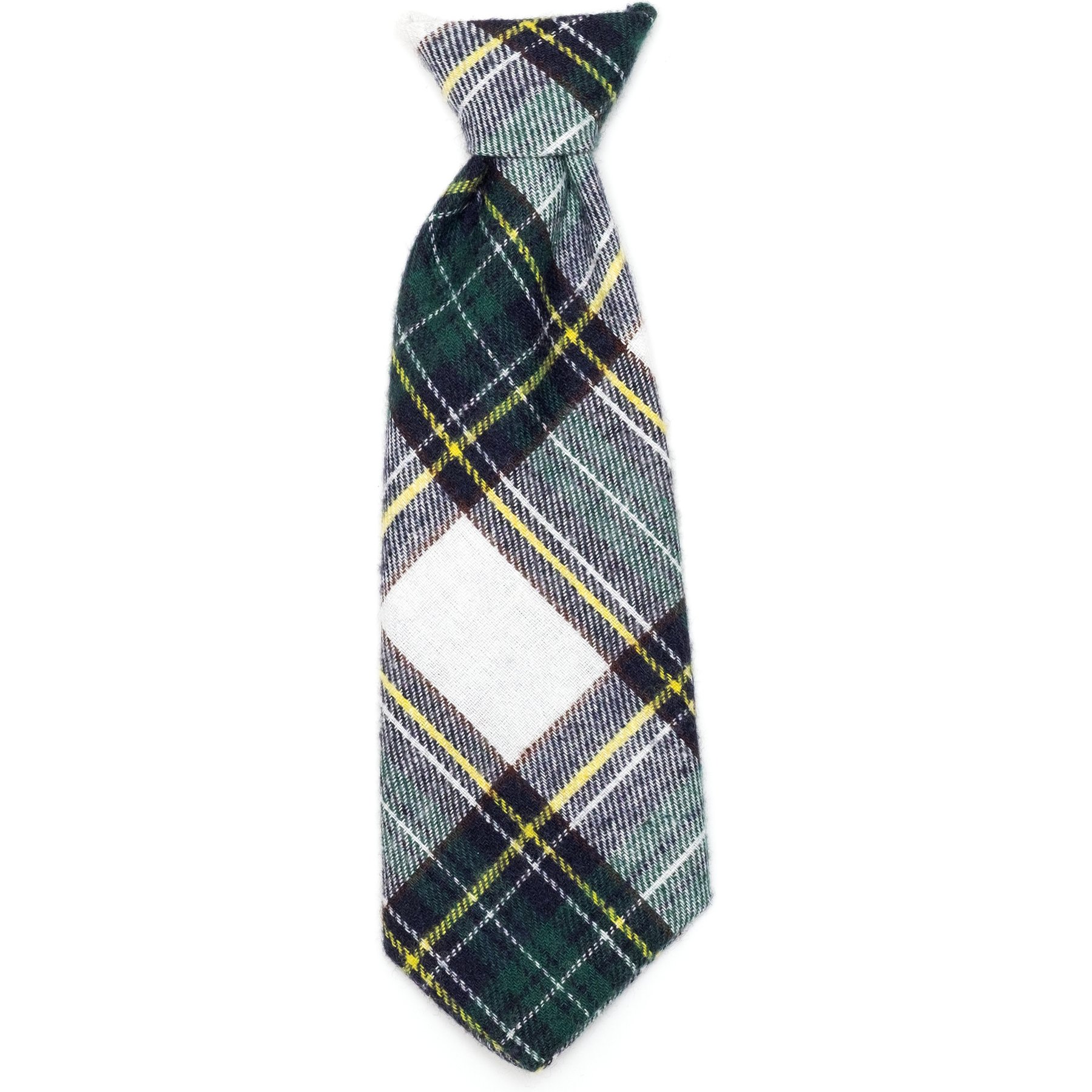 The Worthy Dog Stewart Tartan Green Dog Neck Tie, Green, White, Small