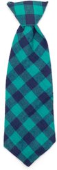 The Worthy Dog Green/Navy Buffalo Check Dog Neck Tie, Green, Navy, Large