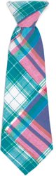 The Worthy Dog Turq Multi Patch Madras Dog Neck Tie, Turquoise Multicolored, Large